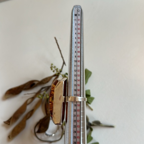 Authentic Cognac Amber Ring, Adjustable .925 Sterling Silver - Picture 6 of 9